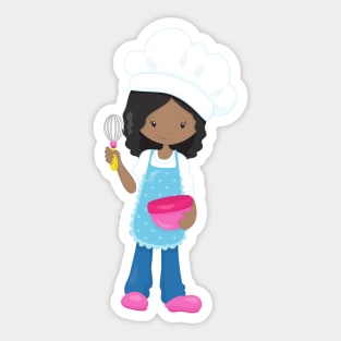 African American Girl, Baking, Baker, Pastry Chef Sticker